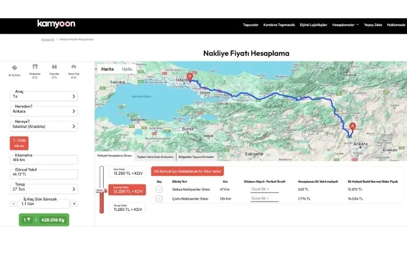 Nakliye Fiyatı Hesaplama Aracının Avantajları
